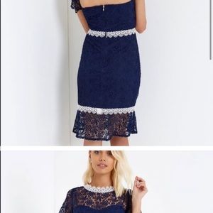 NWT ASOS PAPERDOLLS Navy Blue Crochet Lace Dress